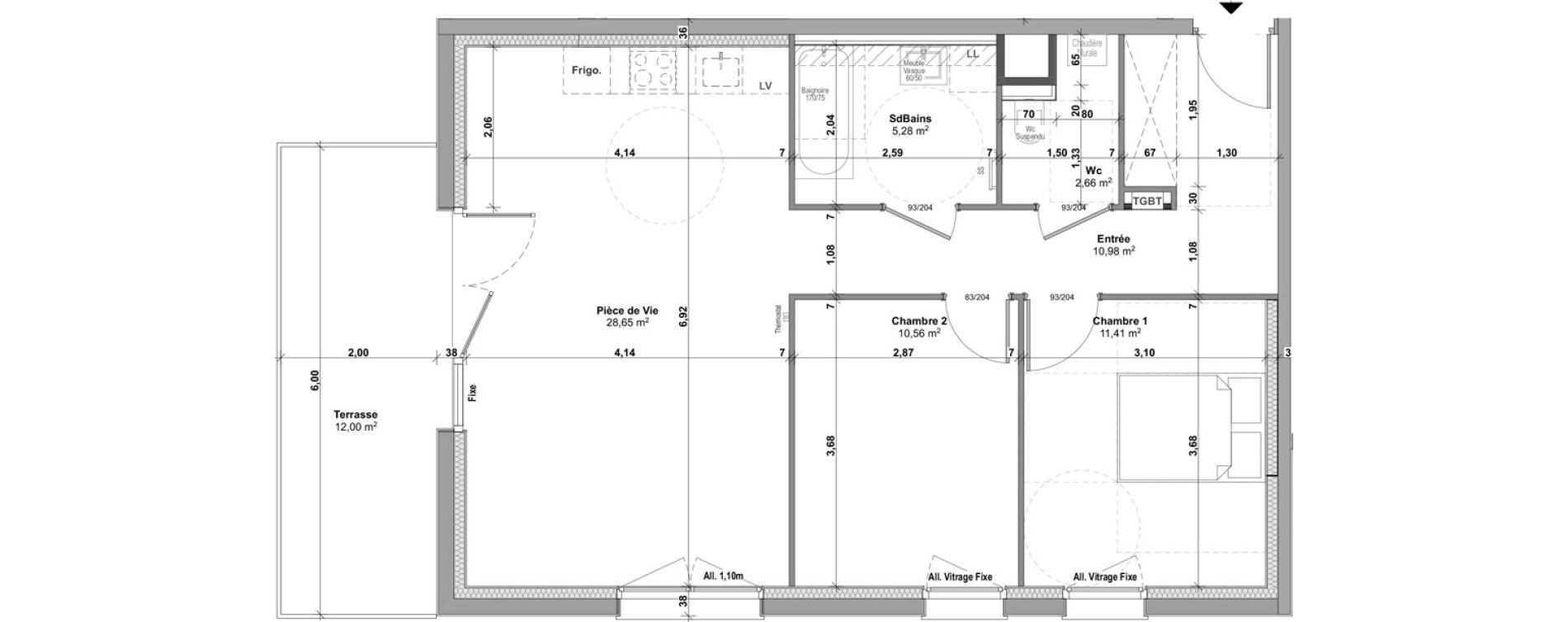 Appartement T3 de 69,54 m2 &agrave; Malz&eacute;ville Centre