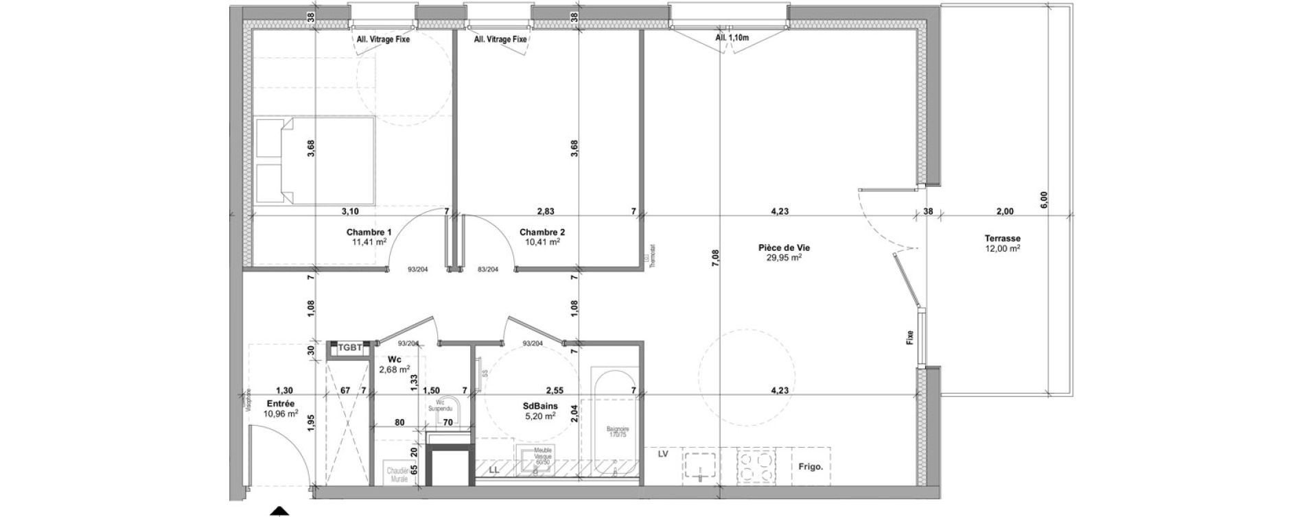 Appartement T3 de 70,61 m2 &agrave; Malz&eacute;ville Centre