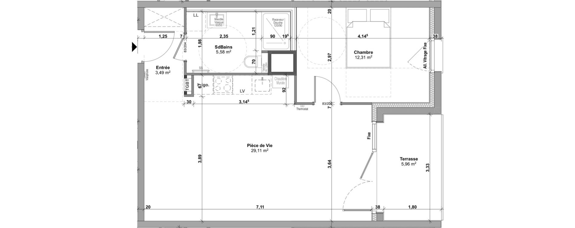Appartement T2 de 50,49 m2 &agrave; Malz&eacute;ville Centre