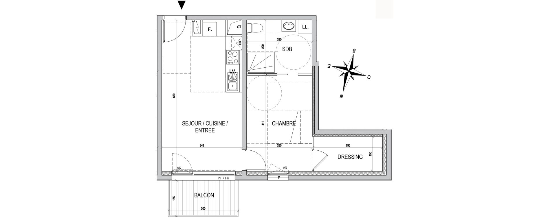 Appartement T2 de 43,86 m2 &agrave; Max&eacute;ville Centre
