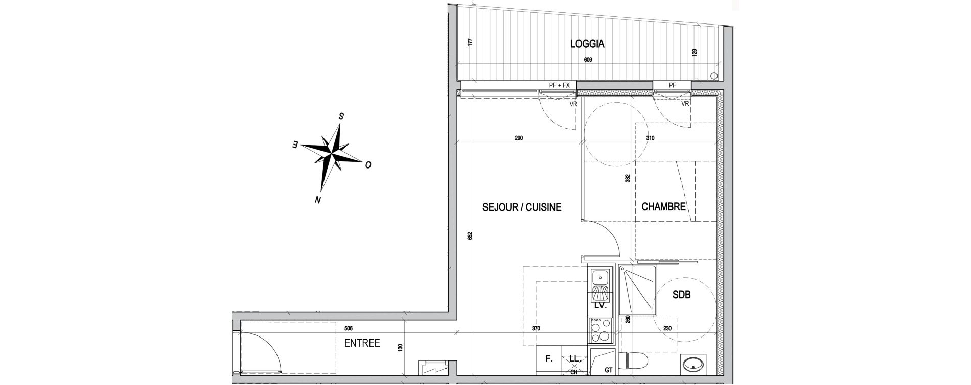 Appartement T2 de 44,60 m2 &agrave; Max&eacute;ville Centre