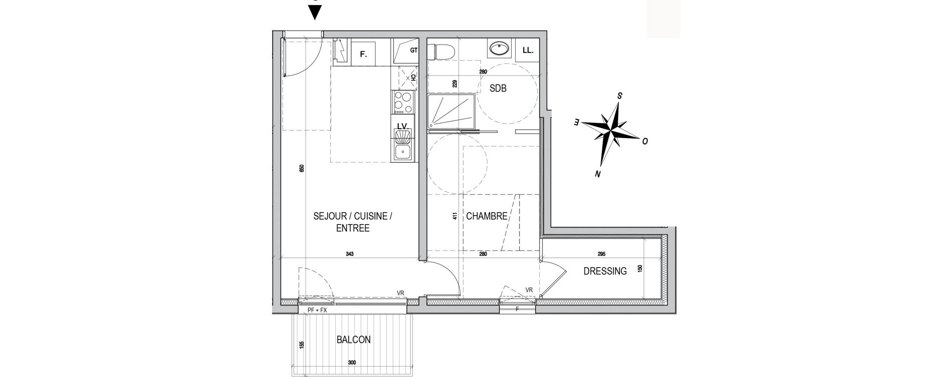 Appartement T2 de 43,86 m2 &agrave; Max&eacute;ville Centre
