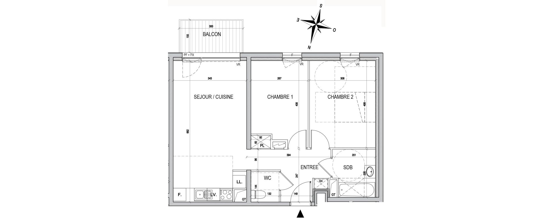 Appartement T3 de 58,21 m2 &agrave; Max&eacute;ville Centre