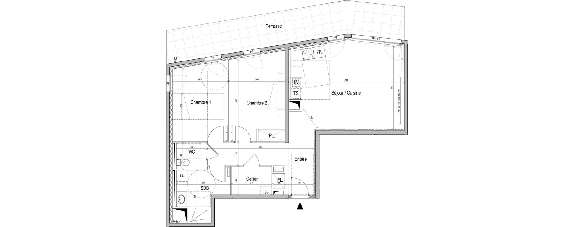 Appartement T3 de 77,57 m2 &agrave; Max&eacute;ville Centre