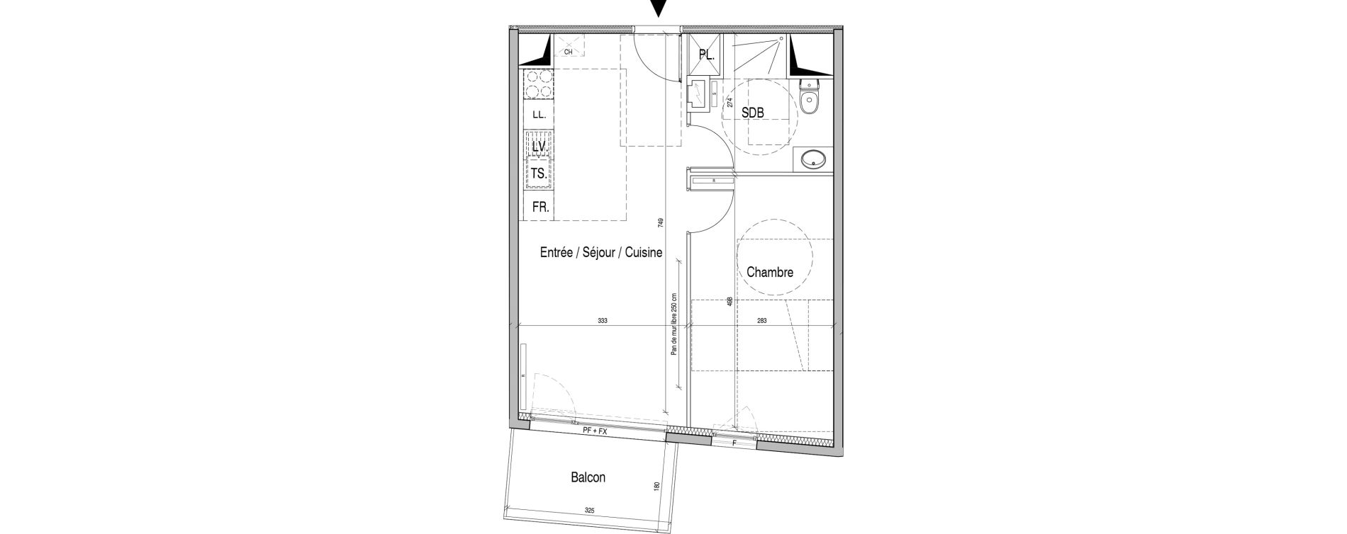Appartement T2 de 45,92 m2 &agrave; Max&eacute;ville Centre