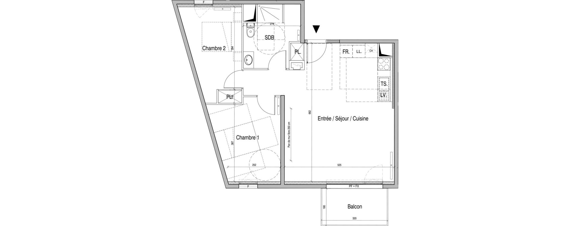 Appartement T3 de 65,64 m2 &agrave; Max&eacute;ville Centre