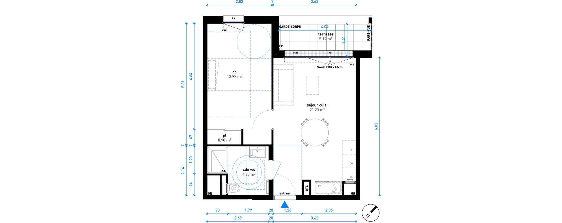 Appartement T2 de 40,94 m2 &agrave; Nancy Haussonville