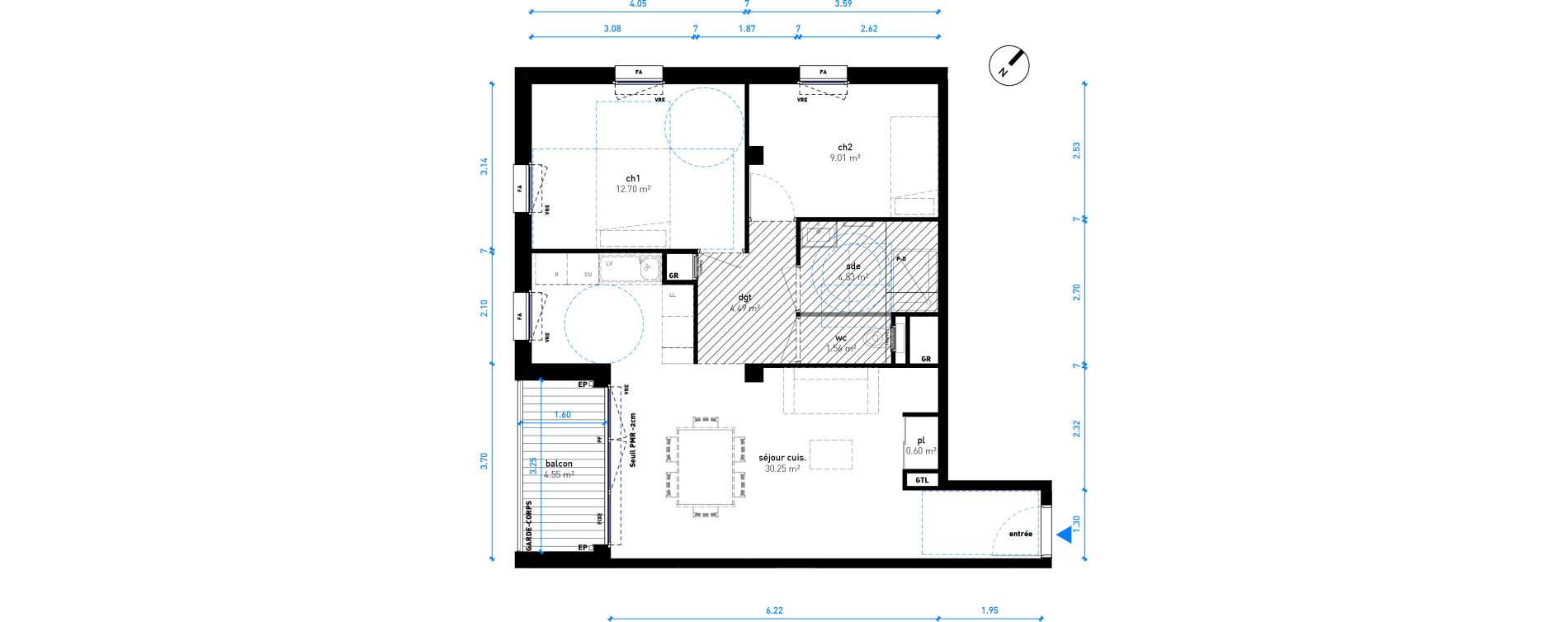Appartement T3 de 63,15 m2 &agrave; Nancy Haussonville