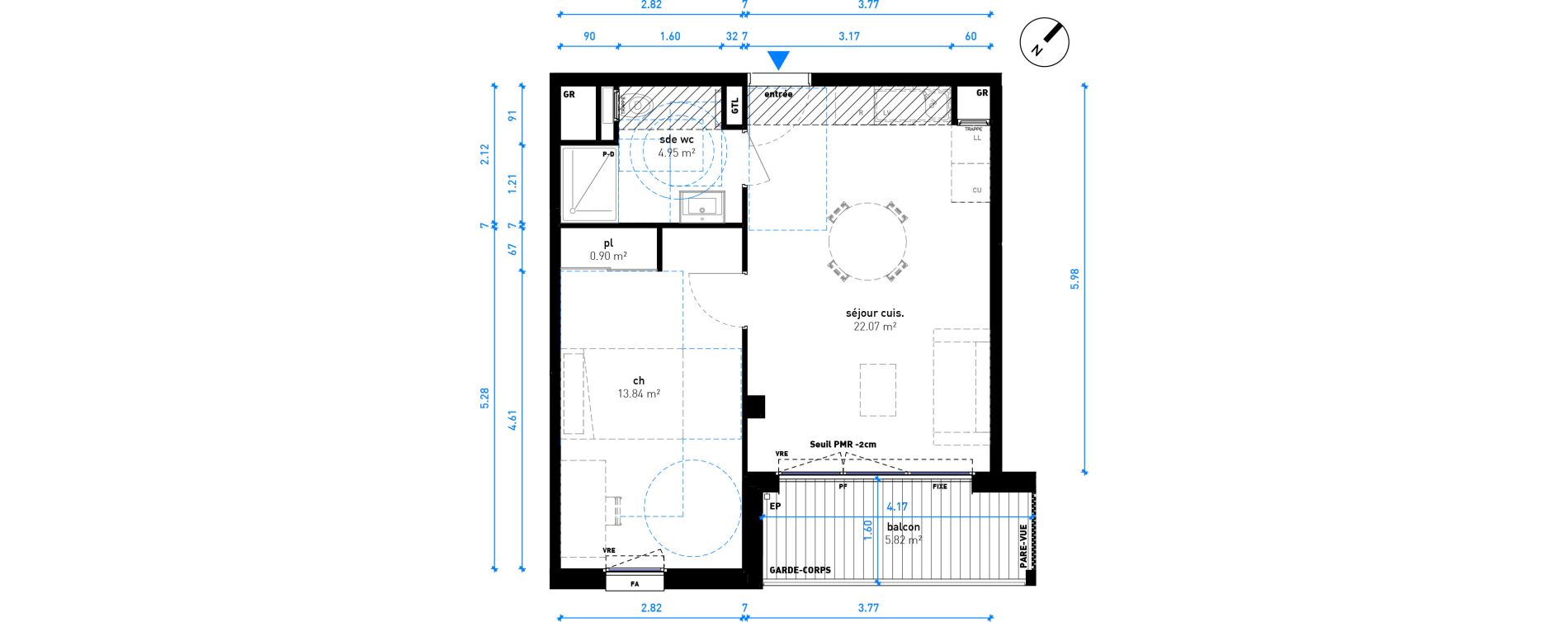 Appartement T2 de 41,76 m2 &agrave; Nancy Haussonville