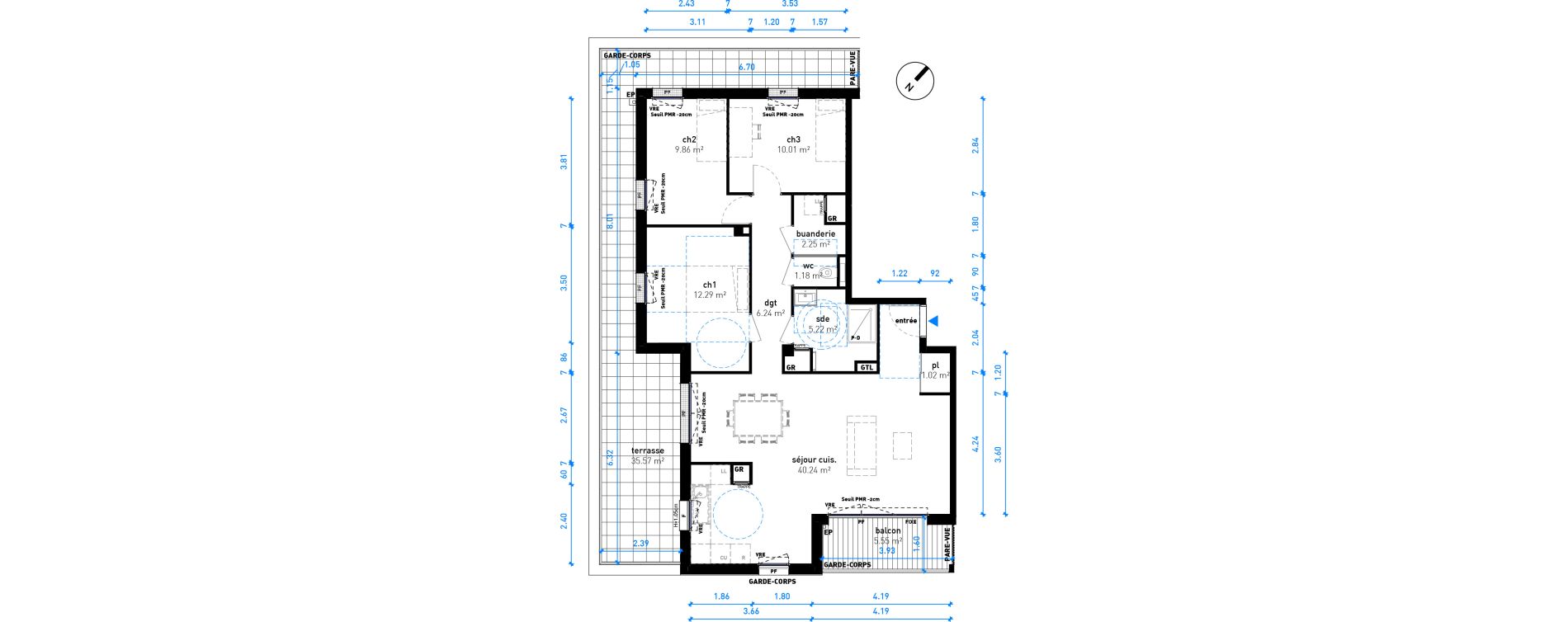 Appartement T4 de 88,31 m2 &agrave; Nancy Haussonville