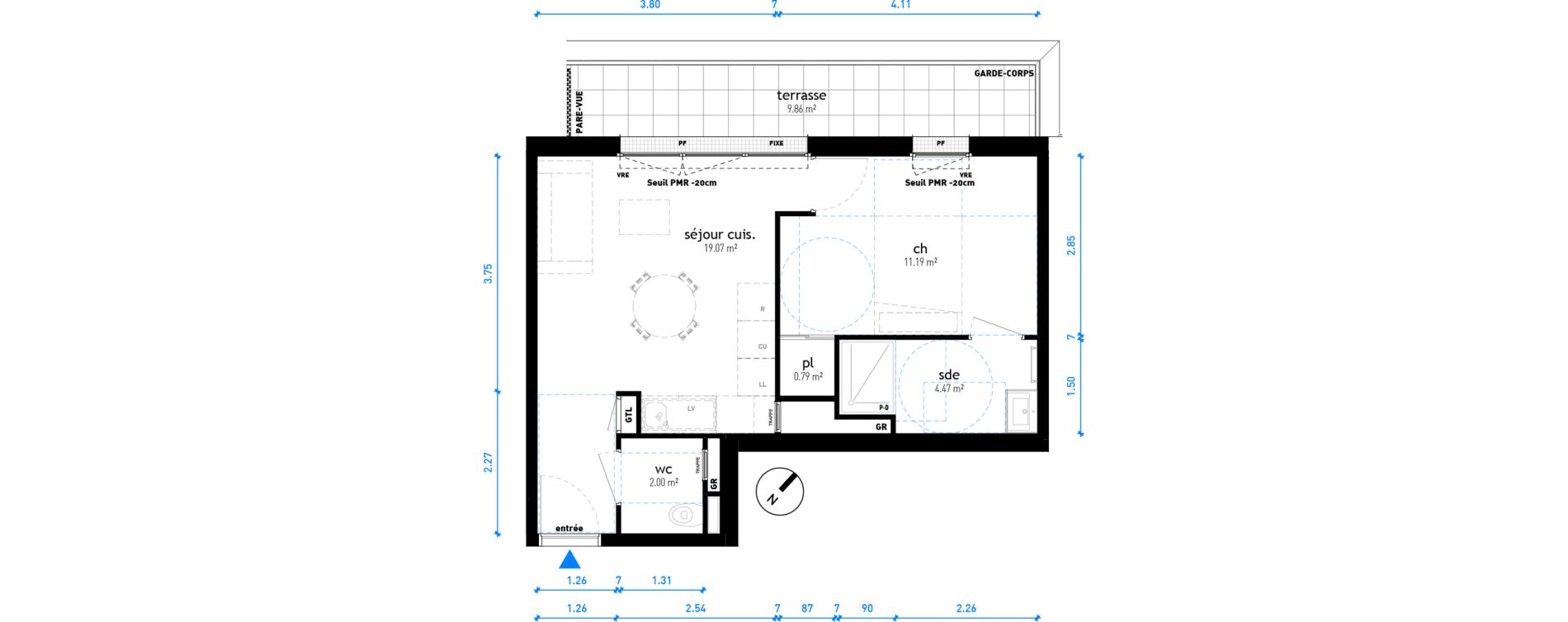 Appartement T2 de 37,52 m2 &agrave; Nancy Haussonville