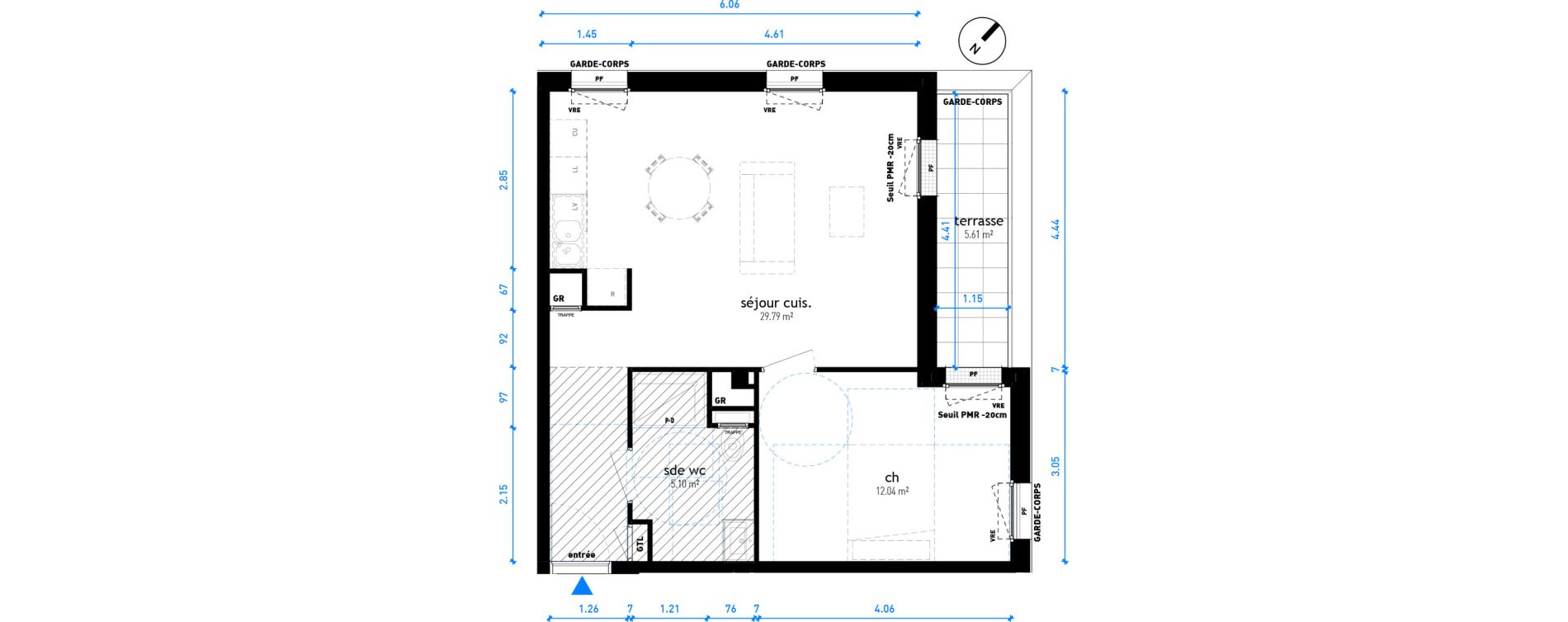 Appartement T2 de 46,93 m2 &agrave; Nancy Haussonville