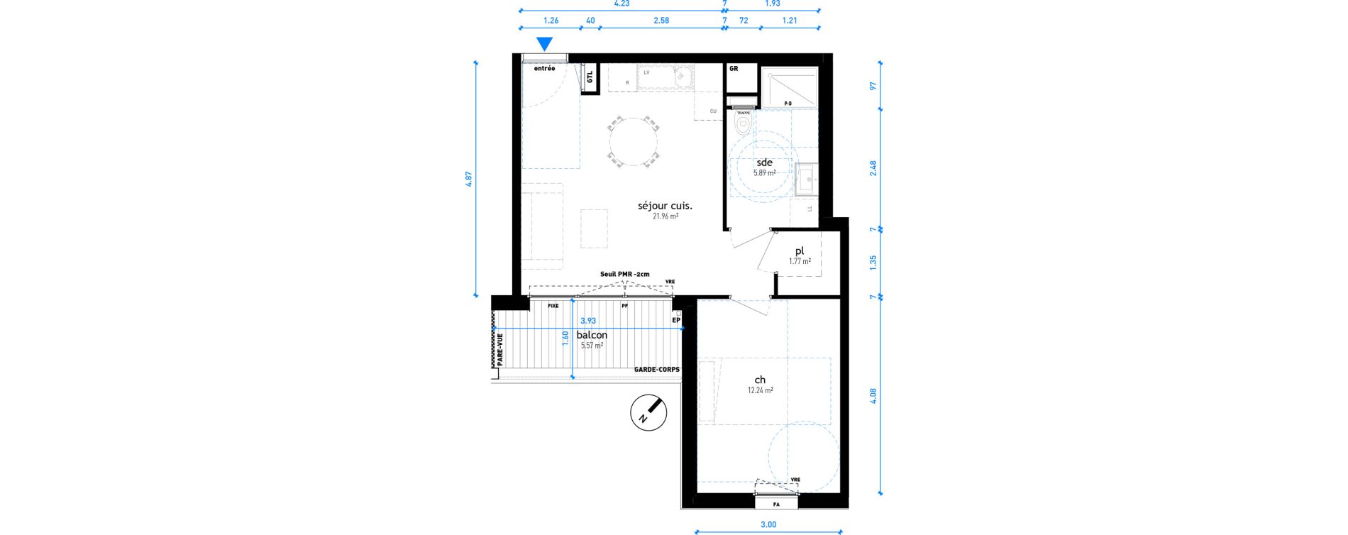 Appartement T2 de 41,85 m2 &agrave; Nancy Haussonville