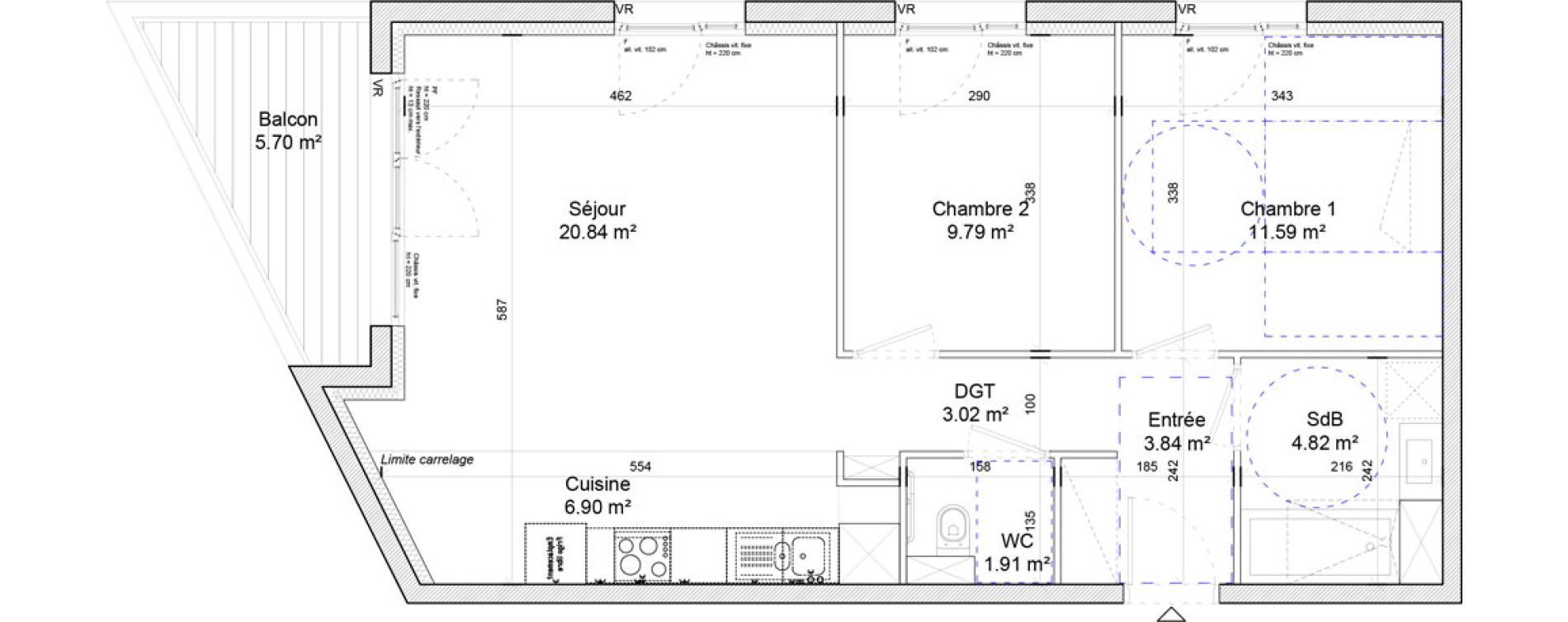 Appartement T3 de 62,71 m2 &agrave; Nancy Oudinot