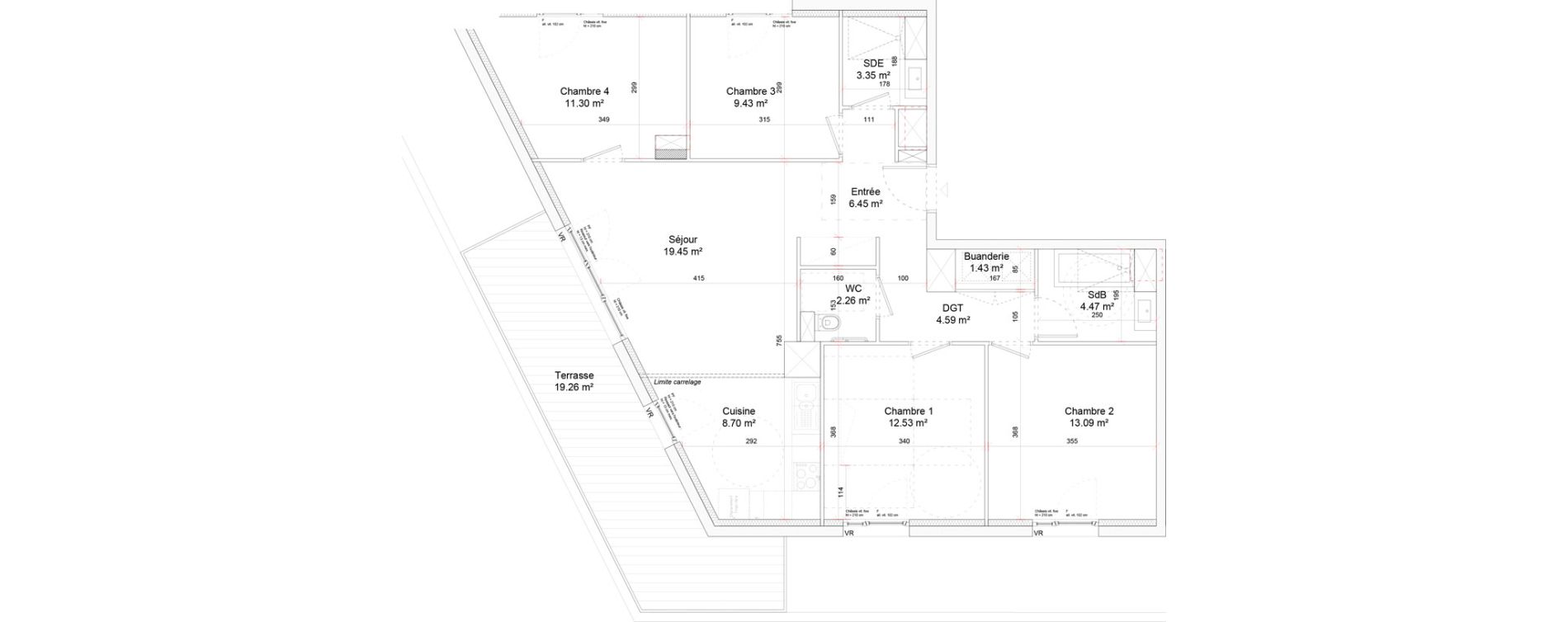Appartement T5 de 97,05 m2 &agrave; Nancy Oudinot