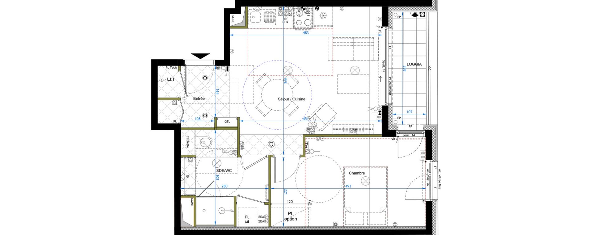 Appartement T2 de 45,11 m2 &agrave; Nancy Anatole france sud - bertin nord