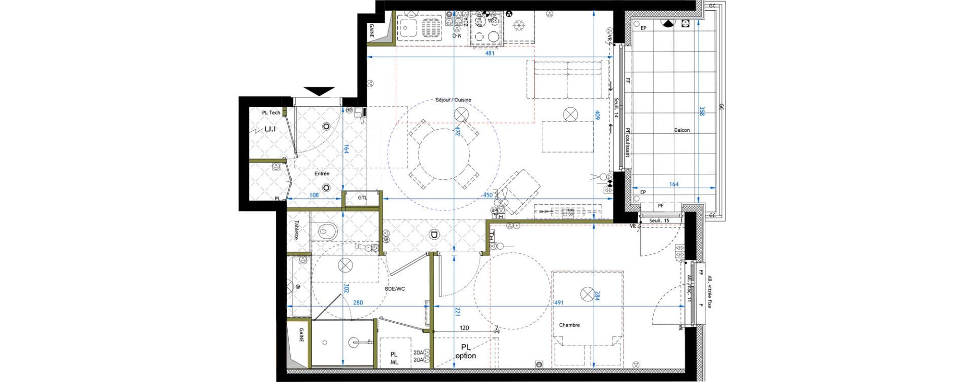 Appartement T2 de 44,95 m2 &agrave; Nancy Anatole france sud - bertin nord