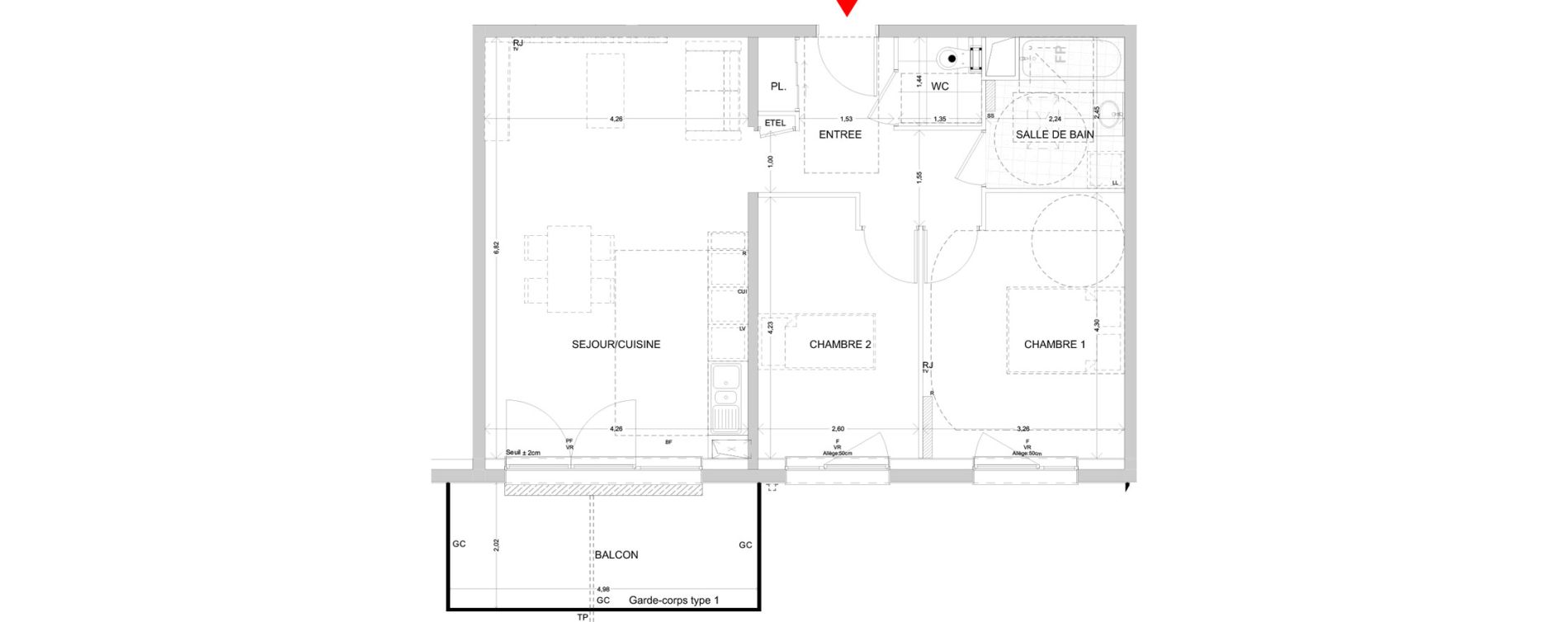 Appartement T3 de 67,53 m2 &agrave; Nancy Buth&eacute;gnemont