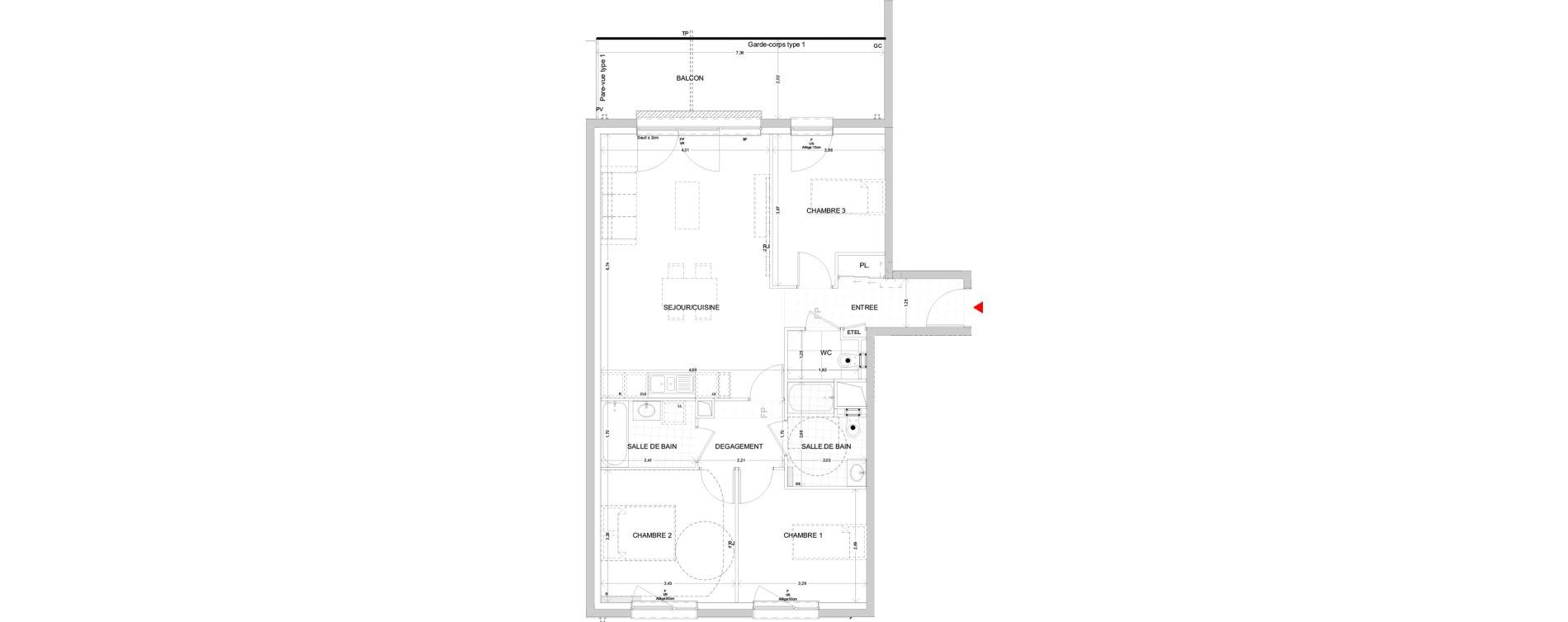 Appartement T4 de 82,39 m2 &agrave; Nancy Buth&eacute;gnemont