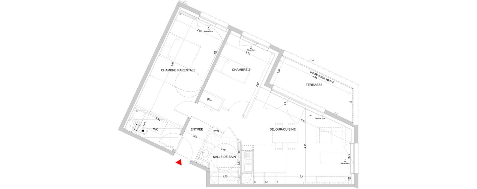 Appartement T3 de 66,95 m2 &agrave; Nancy Buth&eacute;gnemont