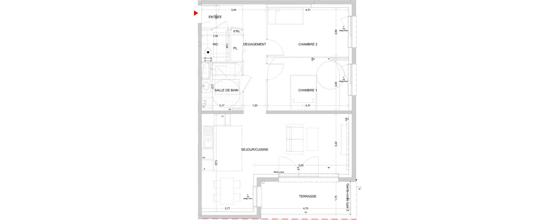 Appartement T3 de 72,47 m2 &agrave; Nancy Buth&eacute;gnemont