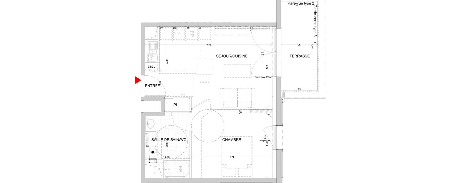 Appartement T2 de 37,47 m2 &agrave; Nancy Buth&eacute;gnemont