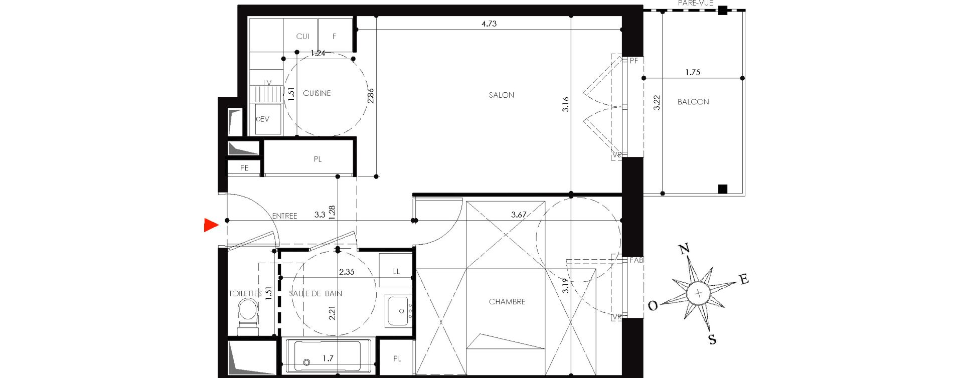 Appartement T2 de 43,00 m2 &agrave; Nancy Grand coeur