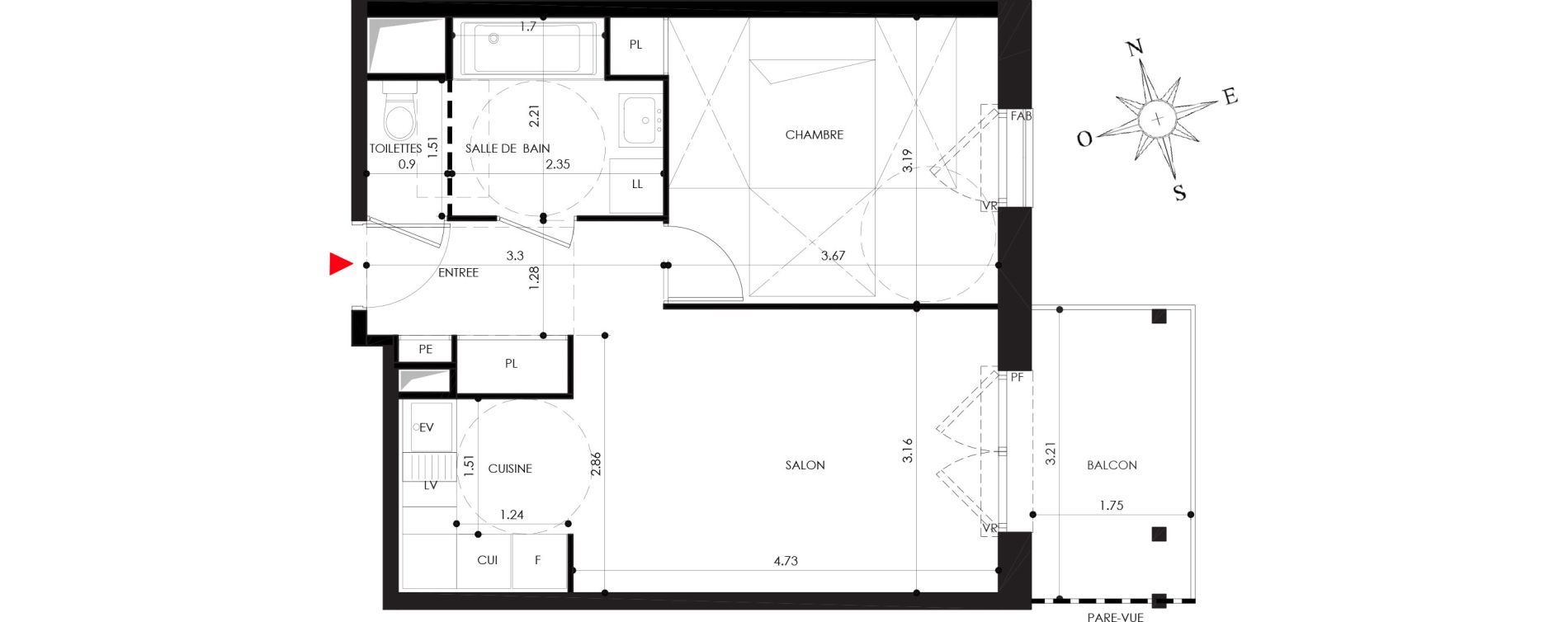 Appartement T2 de 42,00 m2 &agrave; Nancy Grand coeur