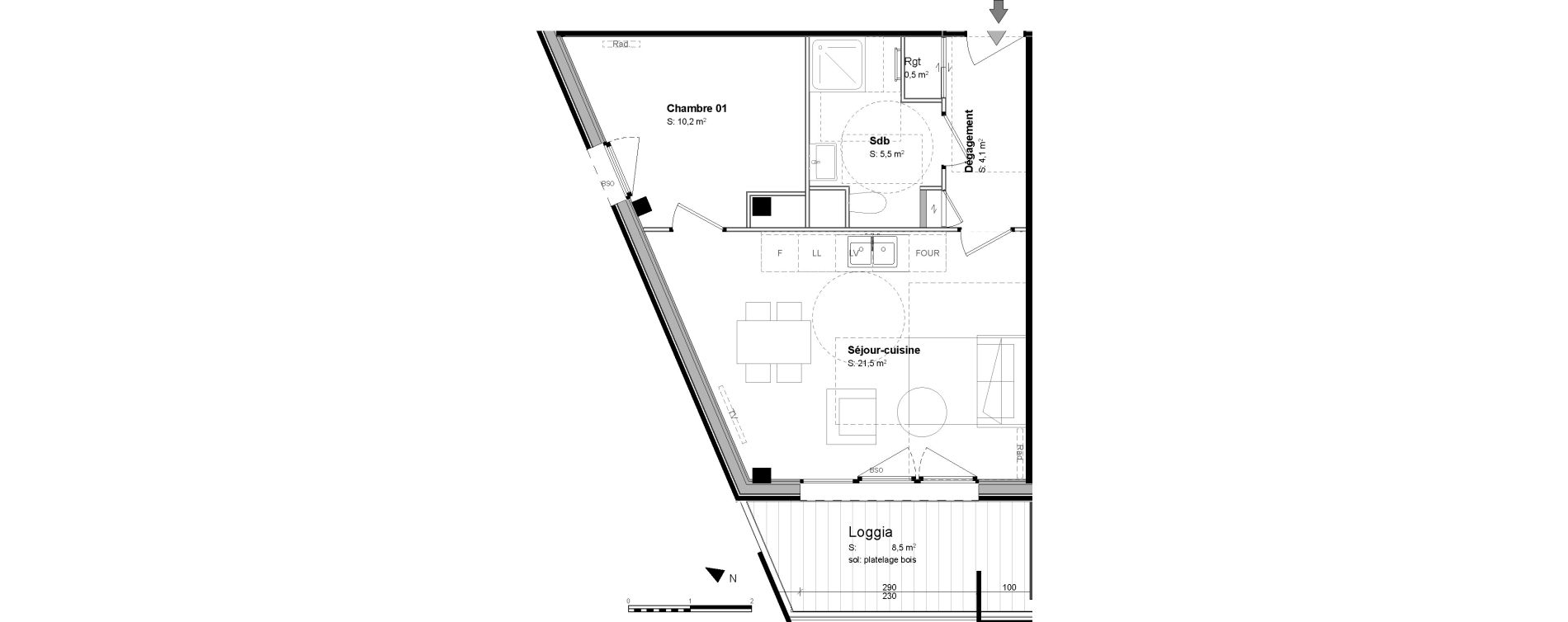 Appartement T2 de 41,80 m2 &agrave; Nancy Grand coeur