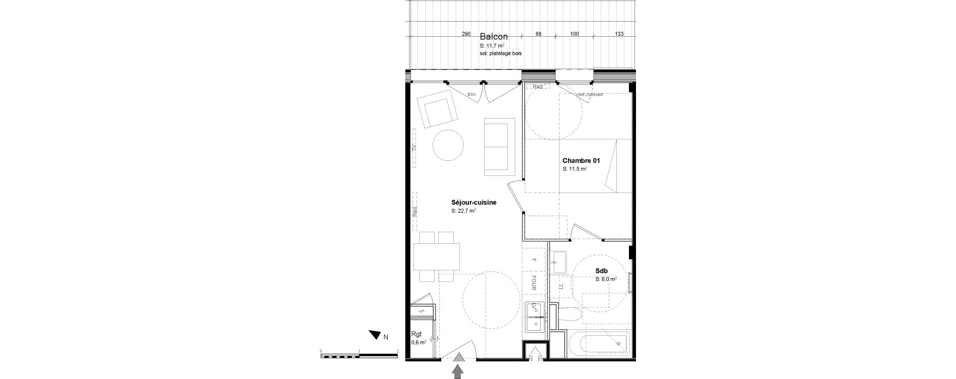 Appartement T2 de 40,80 m2 &agrave; Nancy Grand coeur