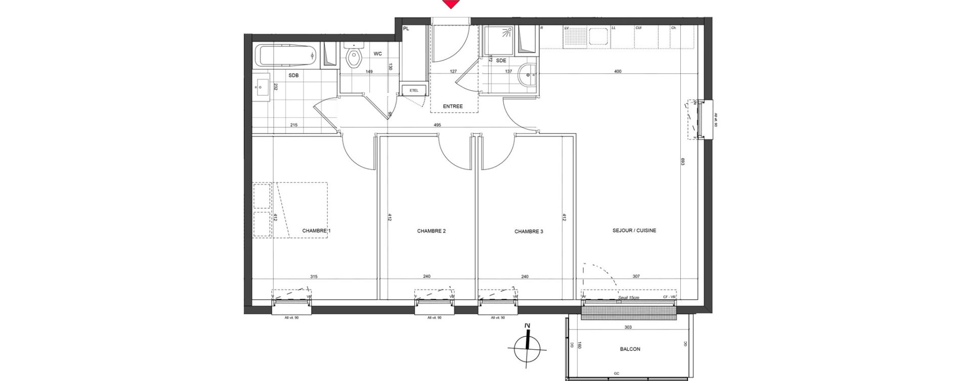 Appartement T4 de 73,03 m2 &agrave; Nancy Charles iii