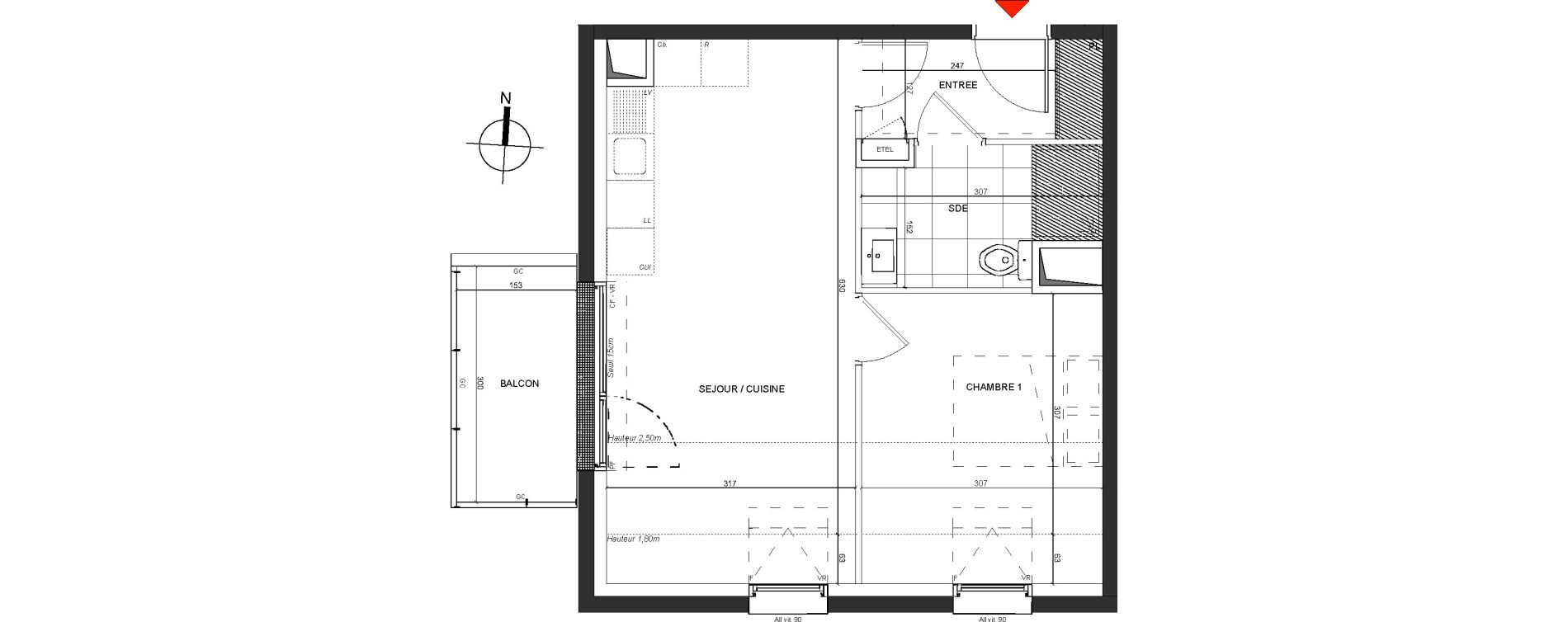 Appartement T2 de 37,76 m2 &agrave; Nancy Charles iii