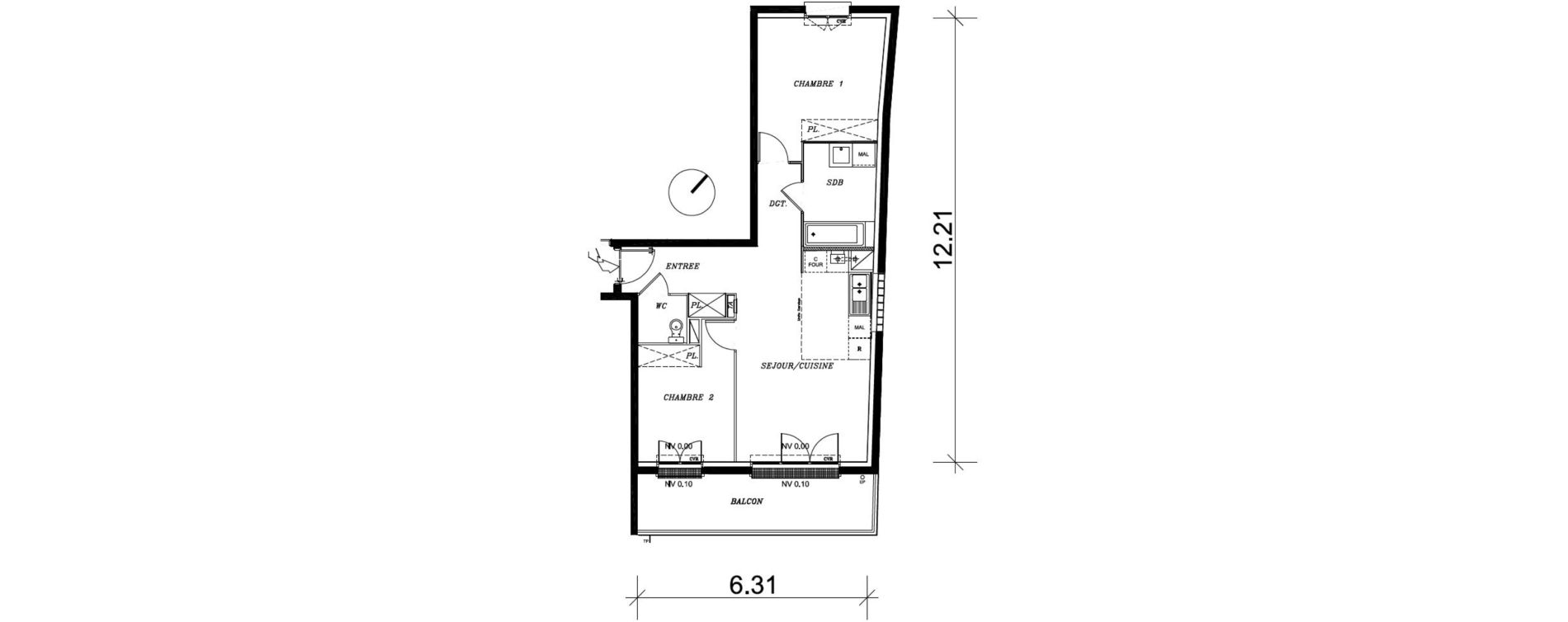 Appartement T3 de 57,60 m2 &agrave; Nancy Marcel brot