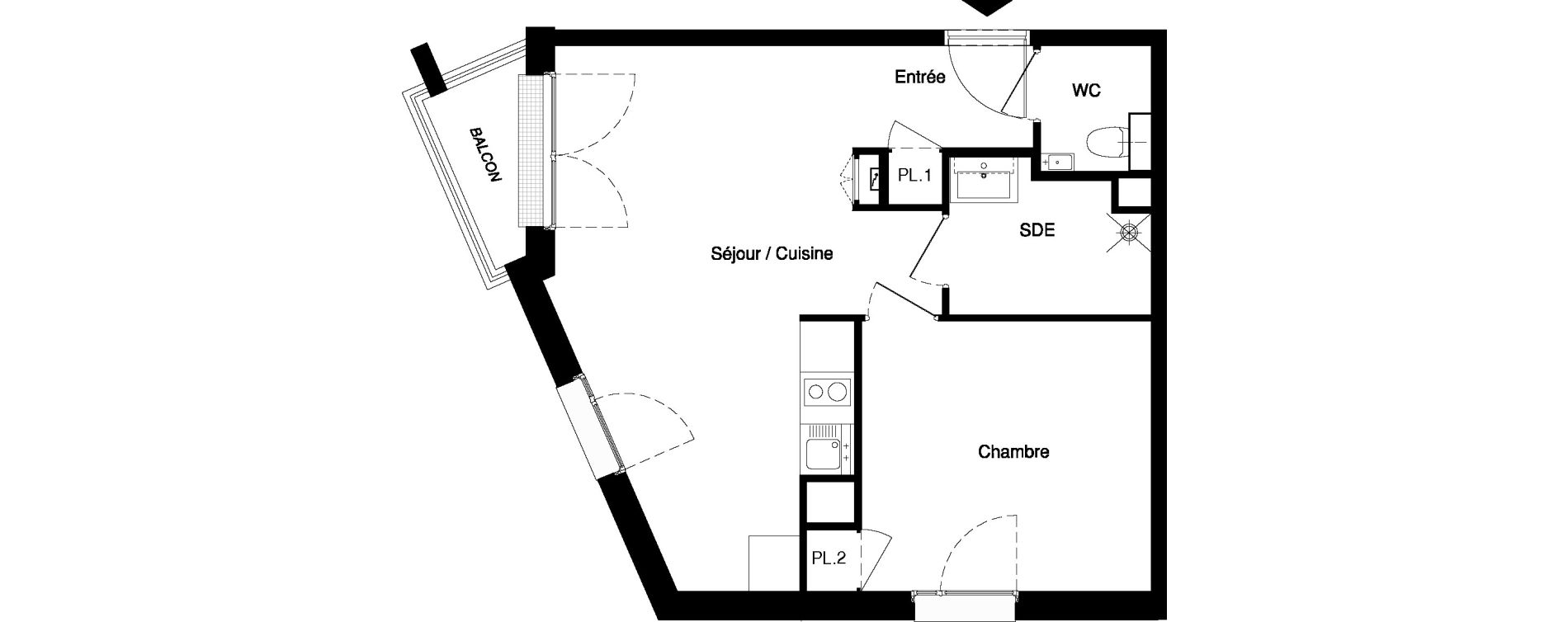 Appartement T2 meublé de 41,17 m2 à Nancy Rives de meurthe
