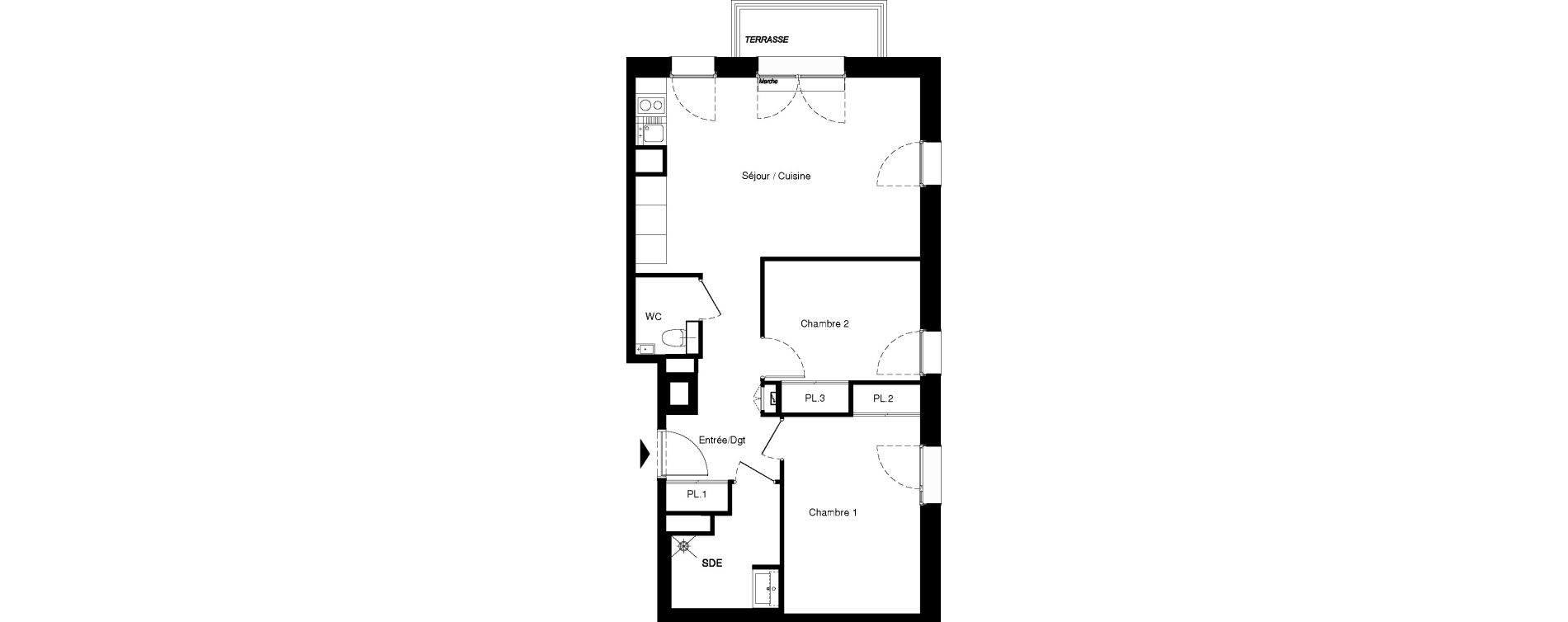 Appartement T3 meublé de 58,69 m2 à Nancy Rives de meurthe
