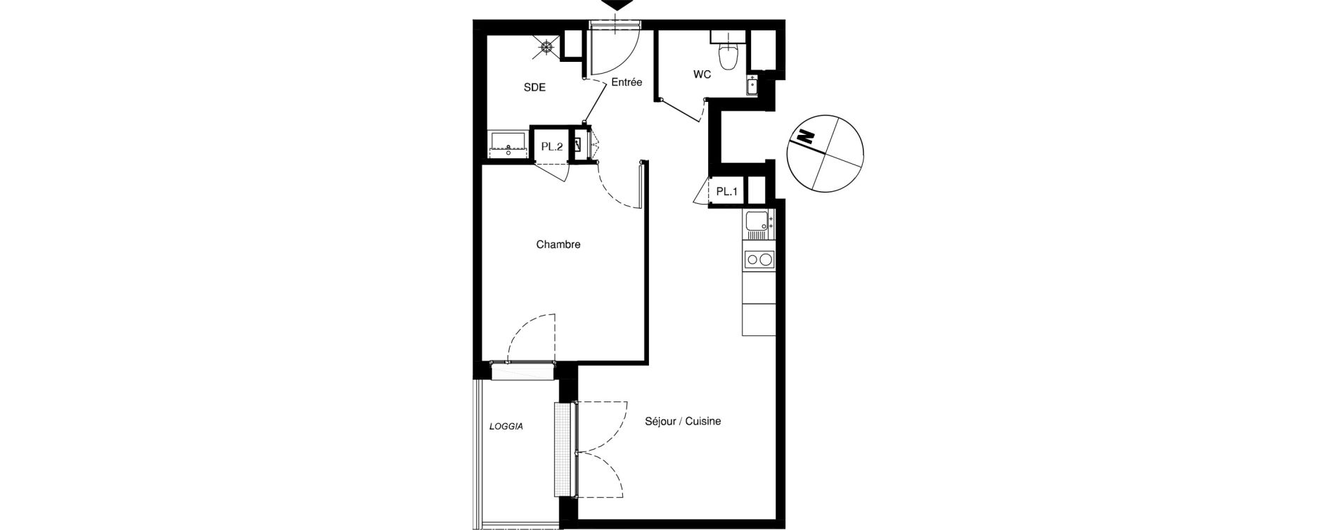 Appartement T2 meublé de 42,14 m2 à Nancy Rives de meurthe