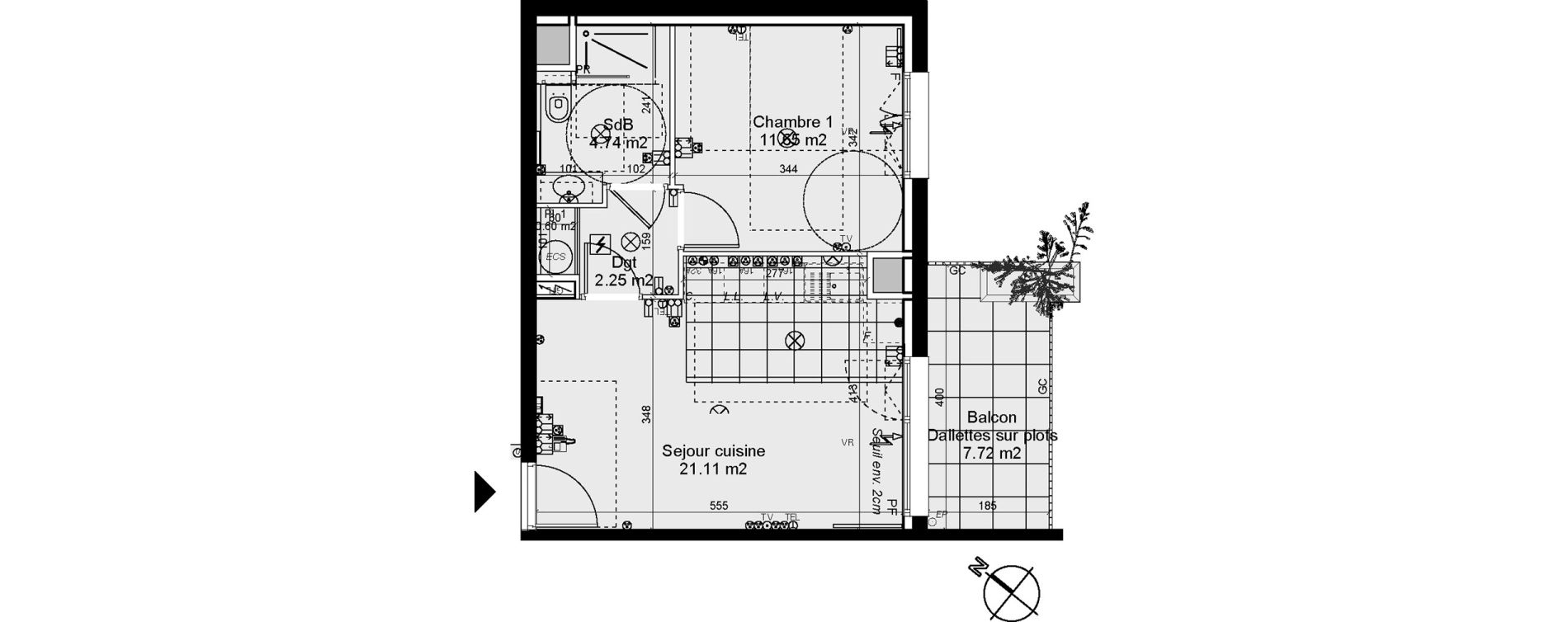 Appartement T2 de 40,35 m2 &agrave; Nancy Rives de meurthe