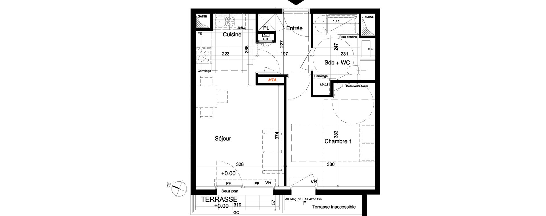 Appartement T2 de 39,56 m2 &agrave; Nancy Rives de meurthe