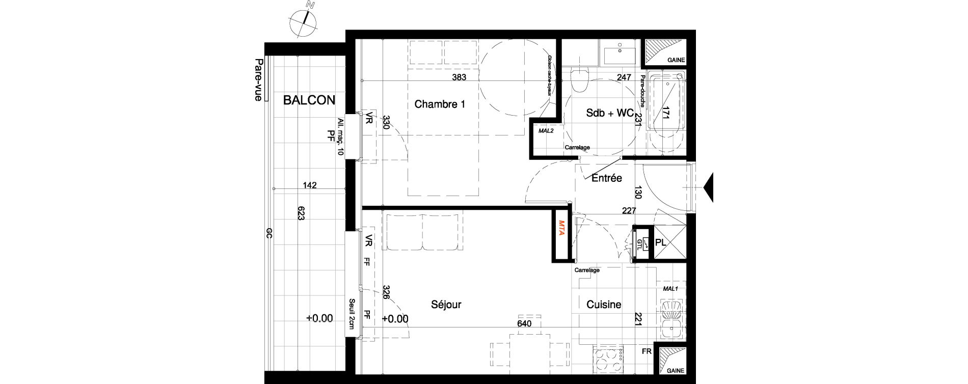 Appartement T2 de 39,41 m2 &agrave; Nancy Rives de meurthe