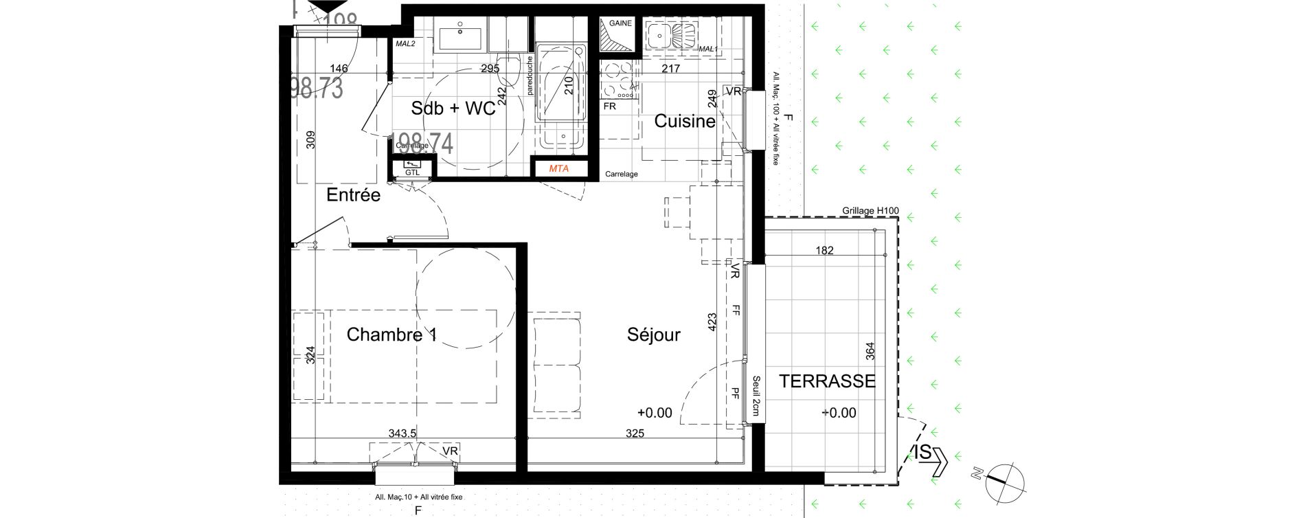 Appartement T2 de 42,25 m2 &agrave; Nancy Rives de meurthe