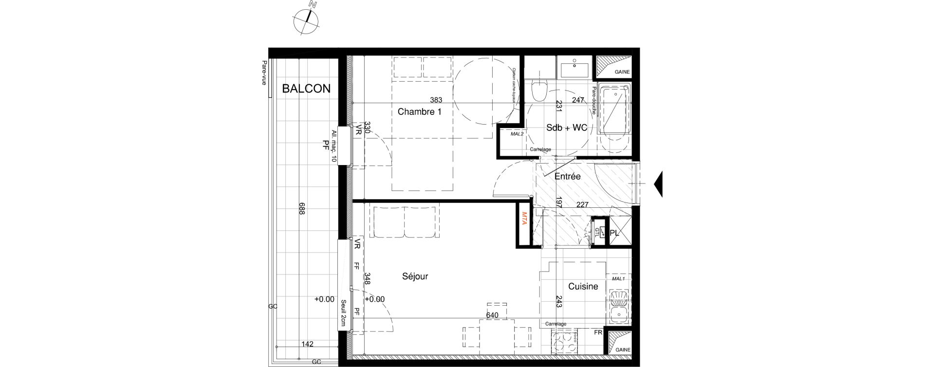 Appartement T2 de 40,83 m2 &agrave; Nancy Rives de meurthe