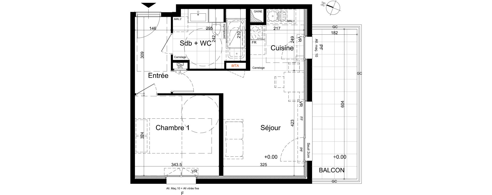 Appartement T2 de 42,25 m2 &agrave; Nancy Rives de meurthe