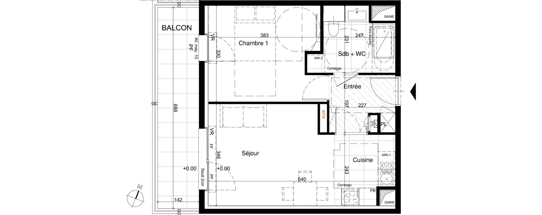 Appartement T2 de 40,83 m2 &agrave; Nancy Rives de meurthe