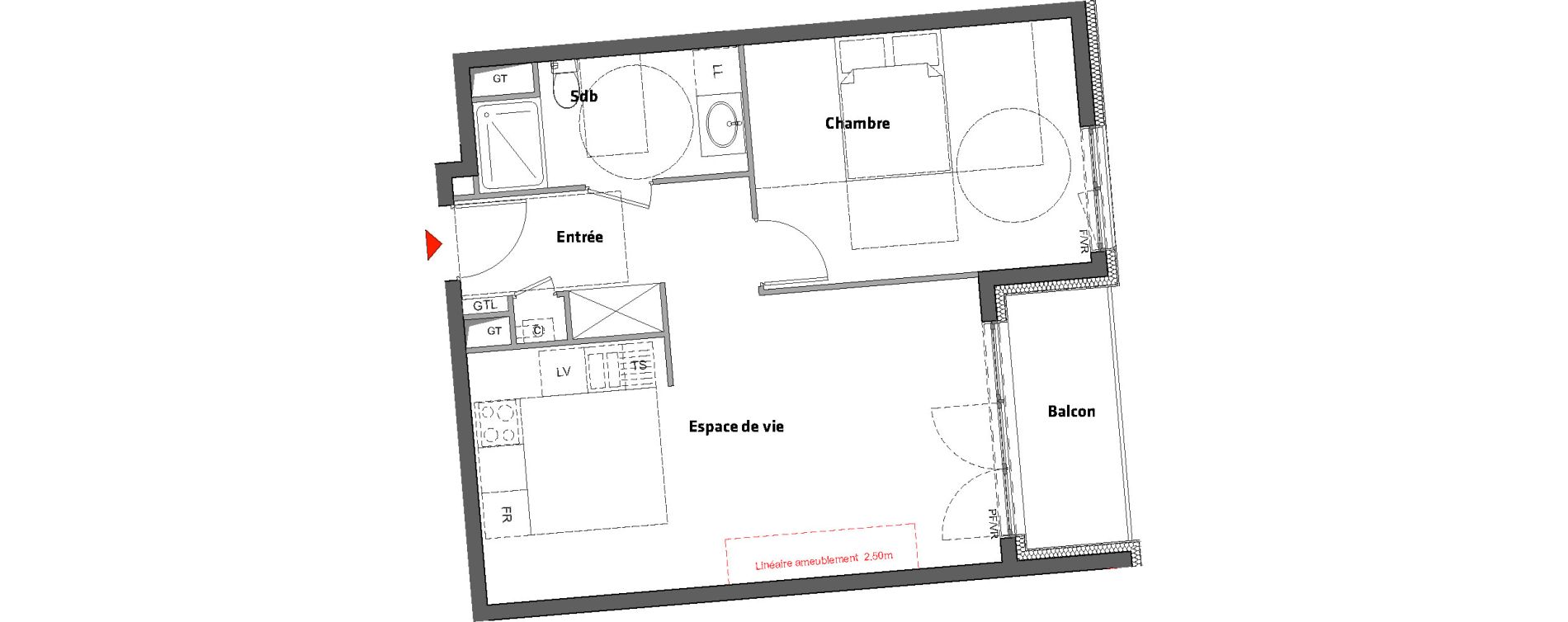 Appartement T2 de 50,40 m2 &agrave; Nancy Scarpone