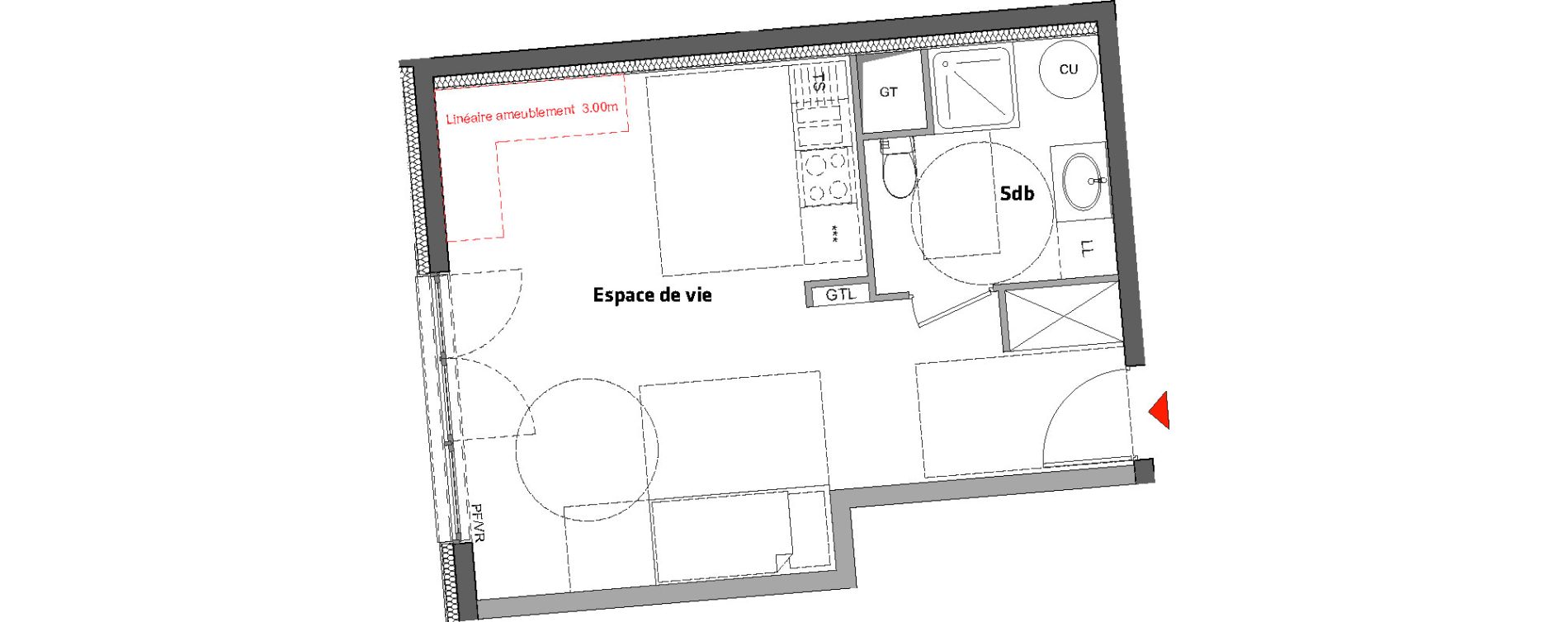 Appartement T1 de 33,70 m2 &agrave; Nancy Scarpone