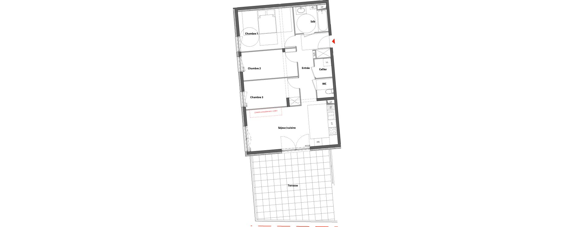 Appartement T4 de 74,30 m2 &agrave; Nancy Scarpone