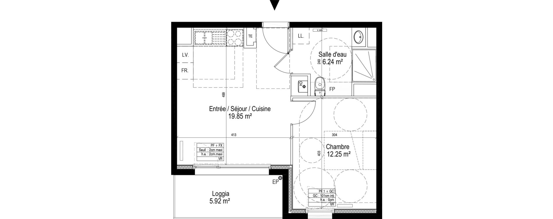 Appartement T2 de 38,34 m2 &agrave; Nancy Le plateau de haye