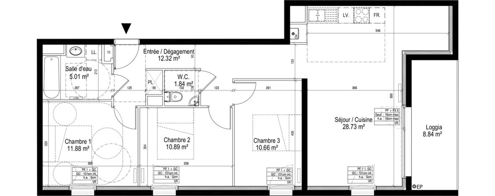 Appartement T4 de 81,33 m2 &agrave; Nancy Le plateau de haye