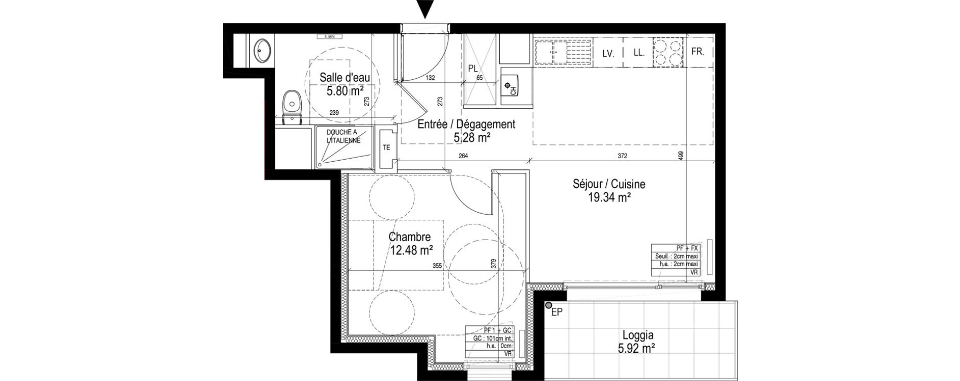 Appartement T2 de 42,90 m2 &agrave; Nancy Le plateau de haye