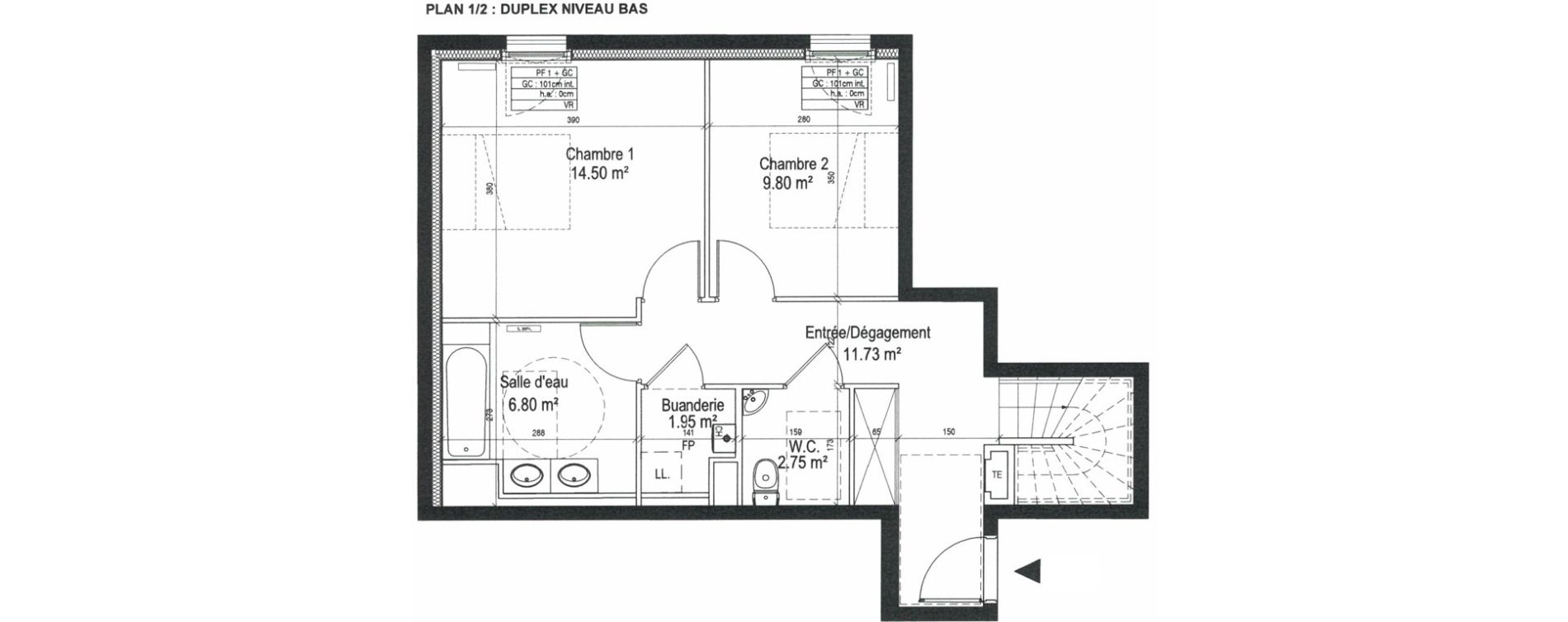 Duplex T4 de 106,69 m2 &agrave; Nancy Le plateau de haye